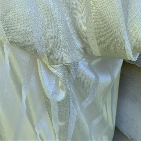 Vintage 90s Ivory White Striped Long Sleeve Collared Button Down Semi Sheer Top - Picture 13 of 16